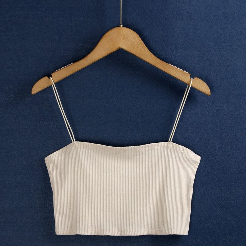 

New Rayon Knitted Sexy Export Tail Single Camisole Beige XS