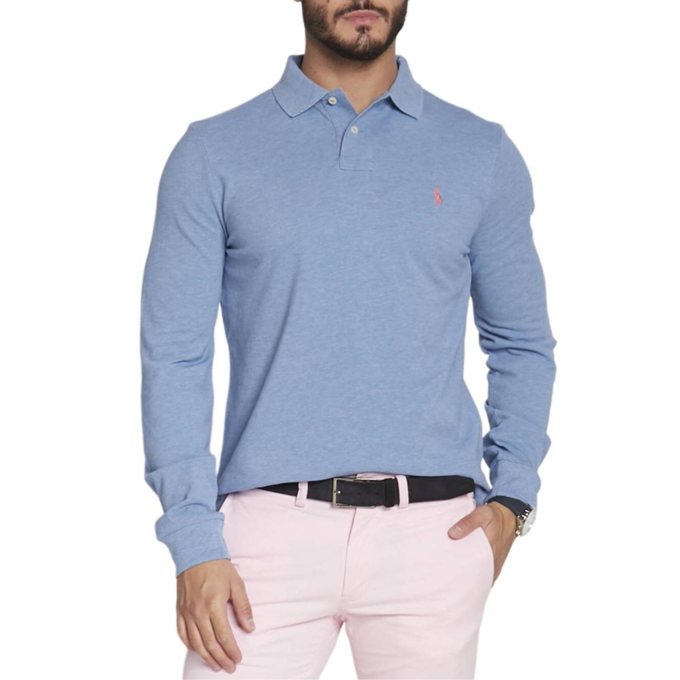 

Polo Ralph Lauren FW23 Поло с длинным рукавом с вышитым логотипом пони Мужские топы Светло-голубой 710680790013 XS