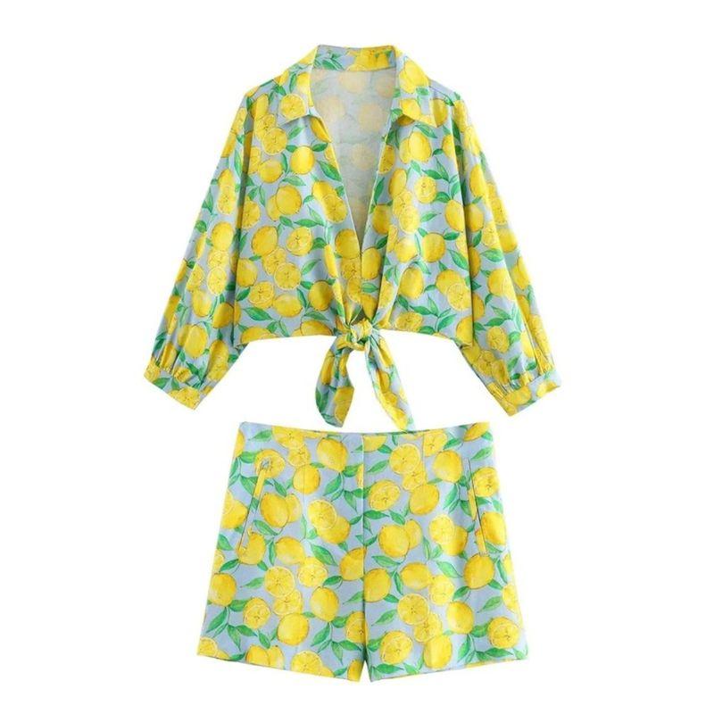 Casual Printed Top Loose Shorts Set Casual Print Top Loose Shorts Set