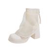 Pile boots autumn and summer new thick heel thick sole cool boots double layer design irregular trousers mesh boots