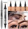 UNYOKE Eyeliner Eyebrow Natural Makeup Coffee Color Double-ended 4-prong Pencil, 2-in-1, Waterproof, Sweat-resistant, Smudge-resistant,