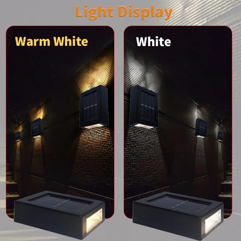 2LED Outdoor Solar Wall Lamp LED Solar Garden Light Waterproof Up And Down Glow Wall Light For Balcony yard Street Landscape Decor