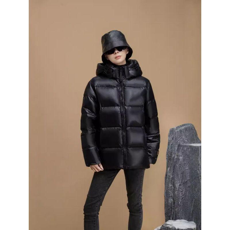 Unisex Black Gold Short Down Winter Jacket - Thickened Cotton-Padded Outerwear Trend