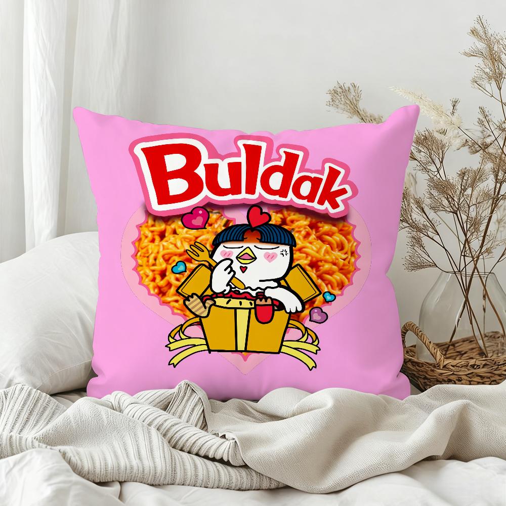 KKwaii Cartoon BBuldak RRamenS Pillow Case Bedroom Sofa Living Room Backrest Decoration Square Cushion Nap Time