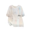 Plus Size Women's Loose Round Neck Mid-Length Short Sleeve T-shirt, Sizes 200/300/350 Jin, Bust 150/160.