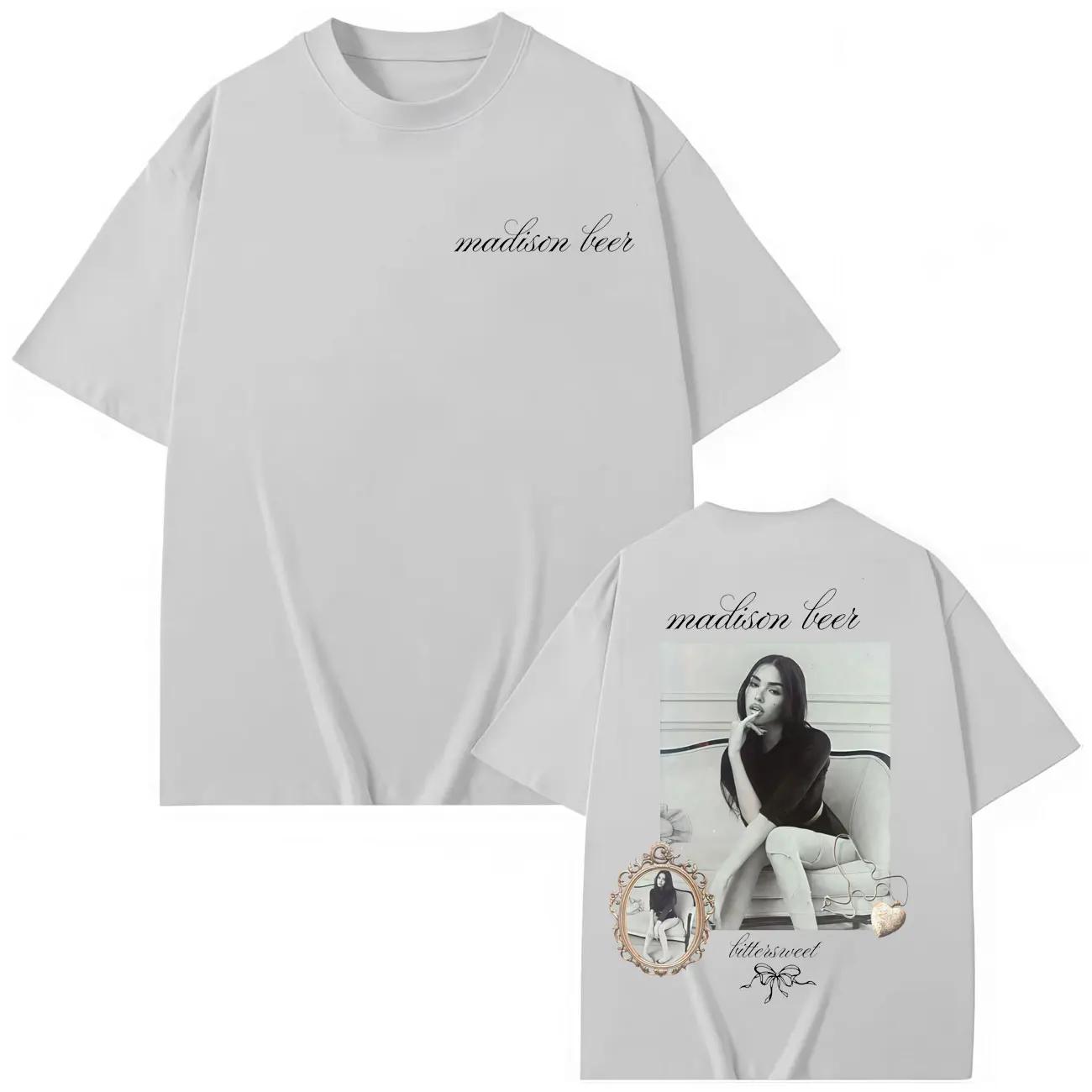 

Singer Madison Beer Merch T-shirt Men Summer Fashion Vintage Short Sleeve T-shirts High Quality Cotton Oversized T Shirt XXXL чорний