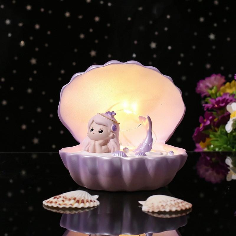Mermaid Princess Starlight Lamp Creative Resin Home Decor Bedroom Night Light