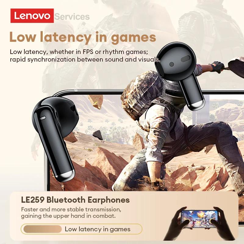 Originální bezdrátová sluchátka Lenovo LE259 Bluetooth 6.0 HIFI Herní sluchátka s potlačením hluku Sluchátka na cvičení Přehrávání hudby Stereo Sportovní sluchátka