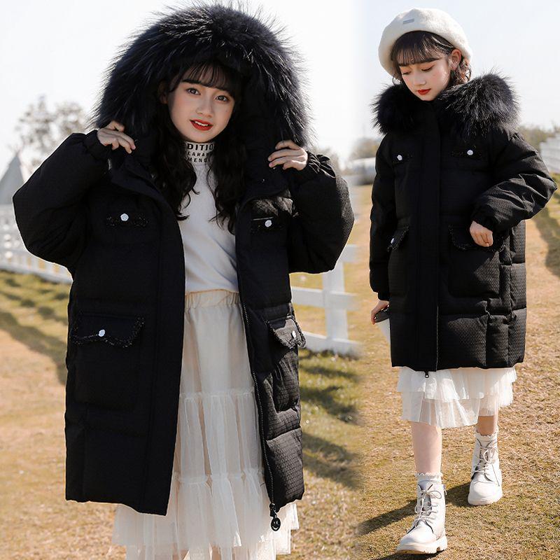 Girls' Mid-Length Down Jacket - 2025 Winter Collection: Thick, Warm, and Stylish for Children