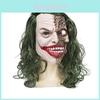 Lateksowa Maska Głowy Jokera z Dużymi Oczami na Kostium Halloweenowy i Do Psikusów