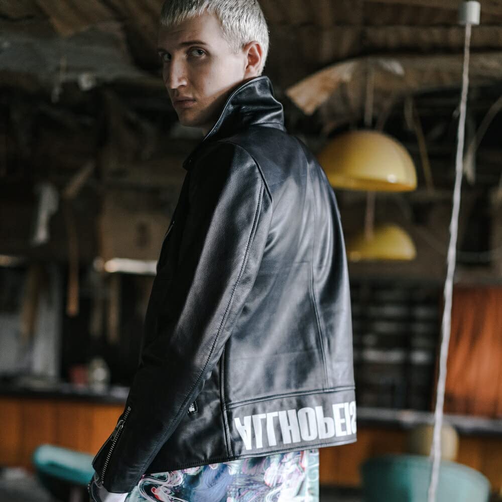 ALTER VENOMV Manoson JACKET Double Rider Jacket in Genuine Lamb Punk and Size S Men's Rider's Leather, Rock, Streetwear, V-Kei Style, (Black)