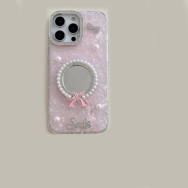 Pearl Bowtie Butterfly Mirror Case for iPhone 17 Pro Max 15/16