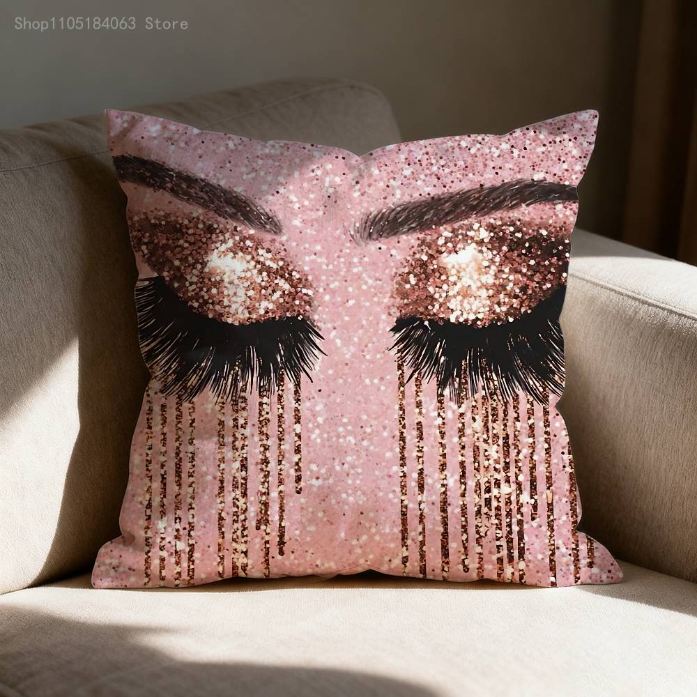 Beauty Makeup Eyelash Throw Pillow Case For 45x45cm 40x40cm 30x30cm 50x50cm 55x55cm Square Home Pillowcase Case