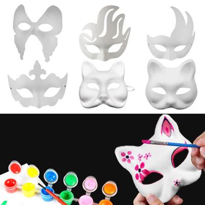Sada na tvoření s bílou maskou, nenatřenou liškou, kočičí korunou, papírovou maskou, halloweenskou párty, cosplay rekvizitou na maškarní ples.