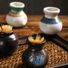 Retro Ceramic Toothpick Holder Japanese Style Cotton Swab Storage Jar  Restaurant