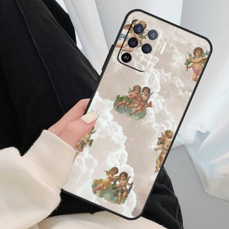 Cute Angels Aesthetic Aesthetics Case For Oppo A54 A74 A94 A18 A57 A17 A77 A38 A58 A78 A98 A80 A60 A40 A96 A76 A16 A15 A5 Pro