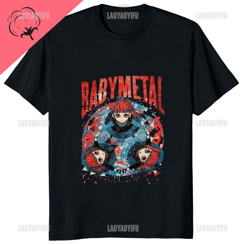 

BABYMETAL Поп-метал гурт Надрукована бавовняна футболка для фанатів-ідолів Повсякденна мода Вуличний одяг Чоловічий одяг Хіп-хоп Хіпстер Жіноча футболка 3XL