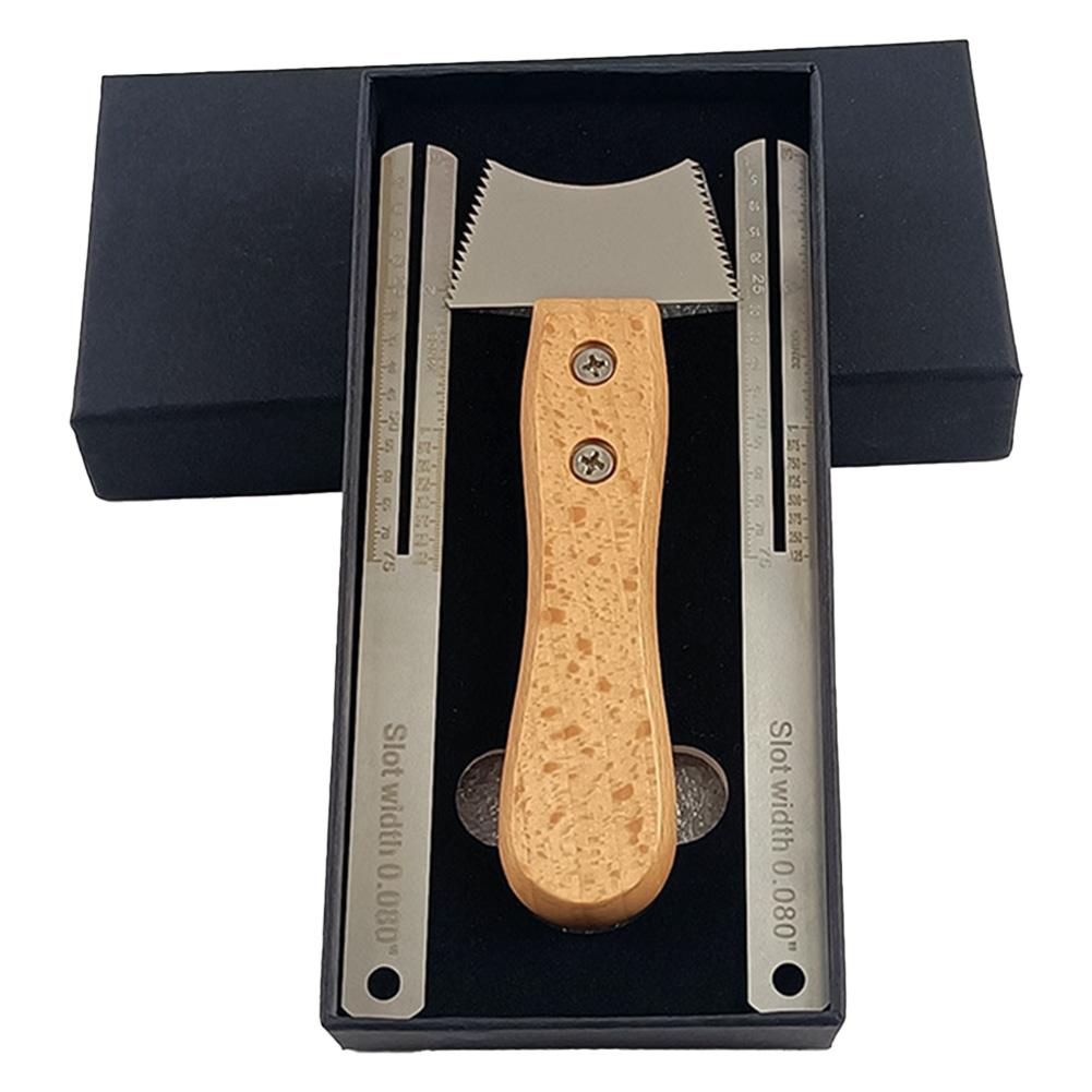 Guitar Cleaning File Tool with Wooden Handle Fret Slotted Cleaning Saw Guitar Fret Nut Saddle Cleaning Saw for Guitar Cleaning