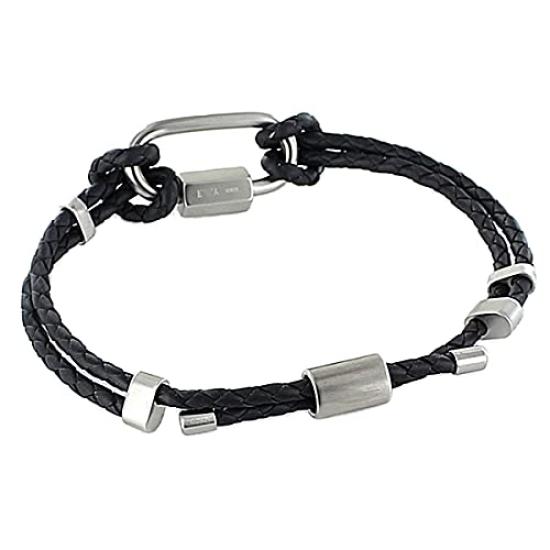 Emporio Armani Pair EGS2796040 Bracelets, Leather, Unisex, Black, (Product Code EGS2796040)