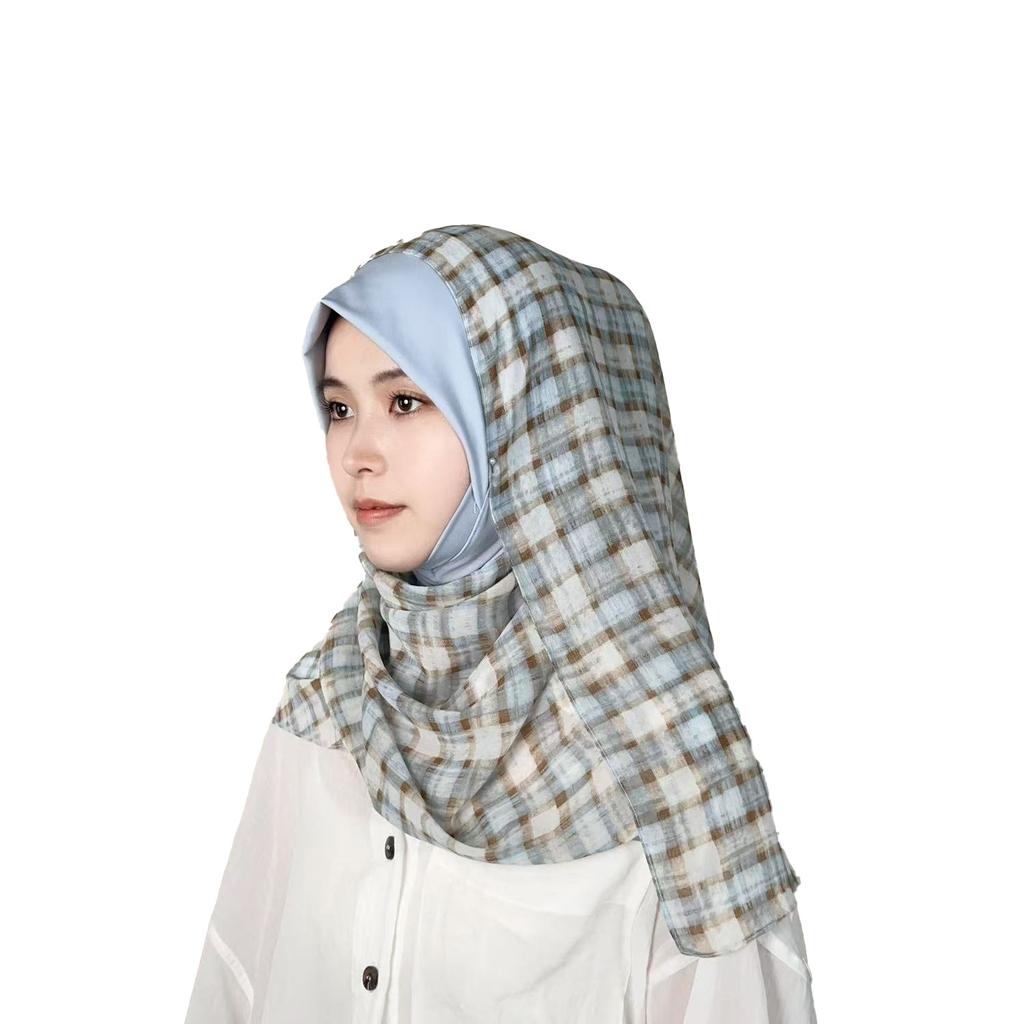Hijabs Women Muslim Plaid Chiffon Scarf Sweet College Style Plaid Yarn Headscarf Sunscreen Shawl