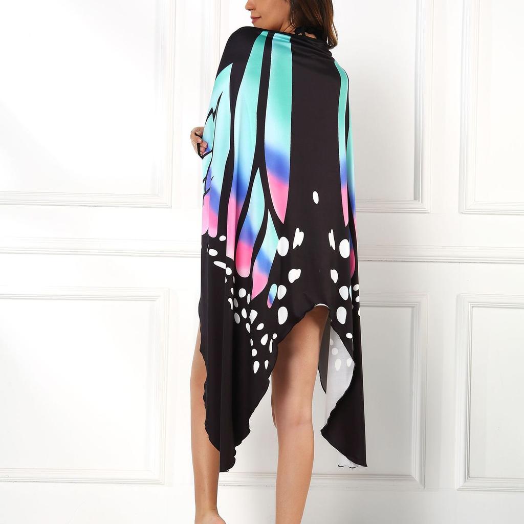 IHUASU Women's Colourful Butterfly 3D Printed Sexy Comfortable Beach Cover Dresses