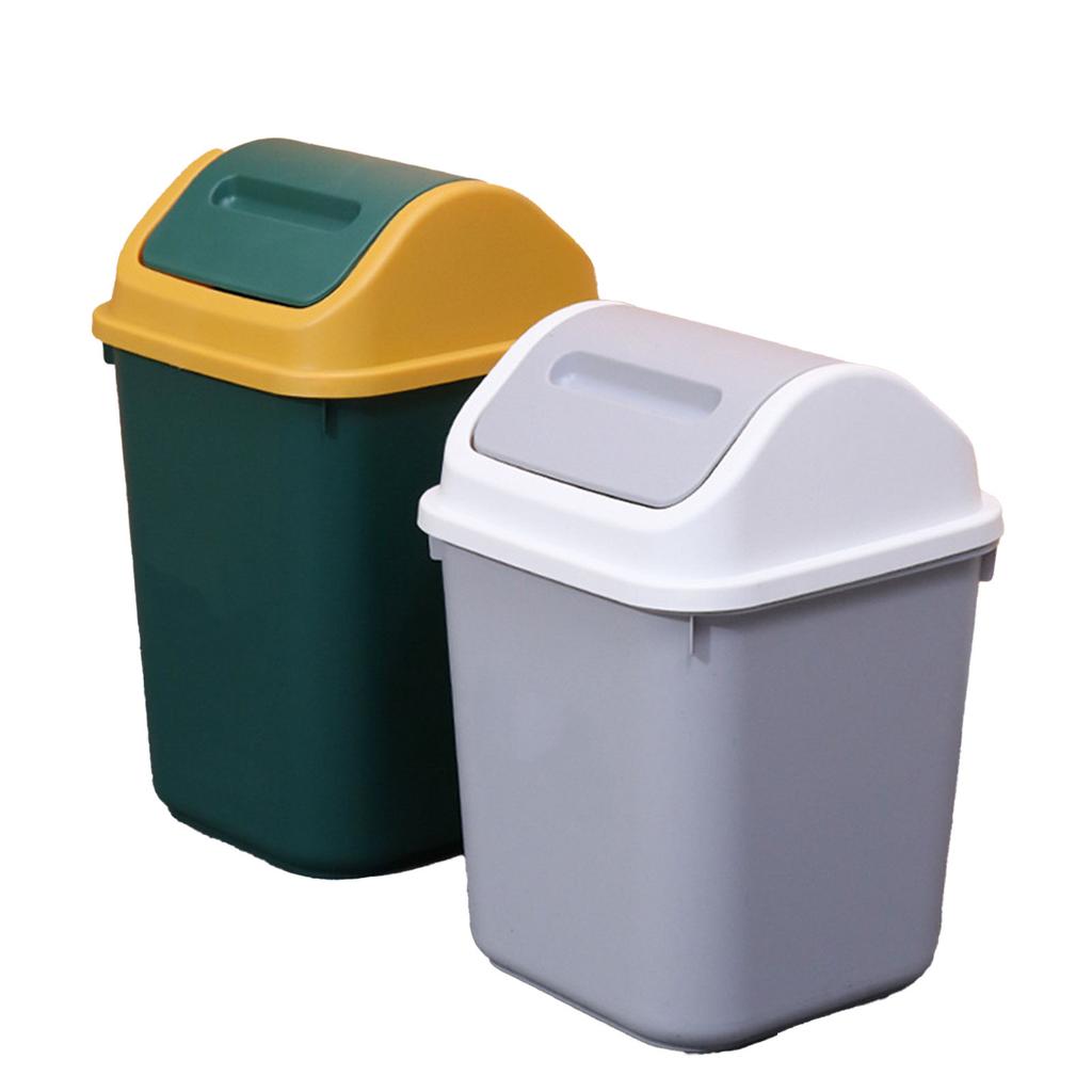 2pcs Swing Lid Waste Can Simple Style Decorative Practical Plastic 360 Degree Rotatable Lid Garbage Can