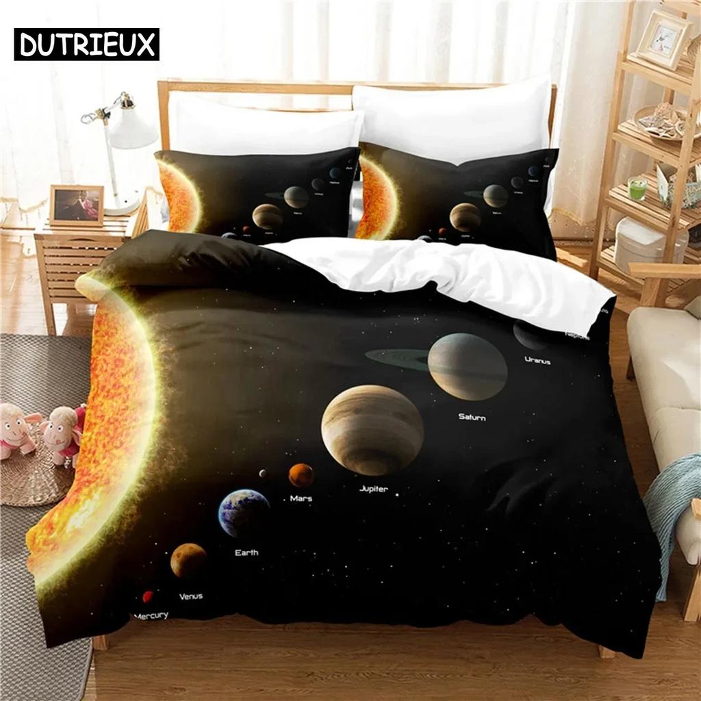 High-End Premium New 3D Print Cosmic Planets Comfortable Duvet Comfortable Quilt Cover Pilowcase Beding Set Children Bedrom Decoration Home Textile