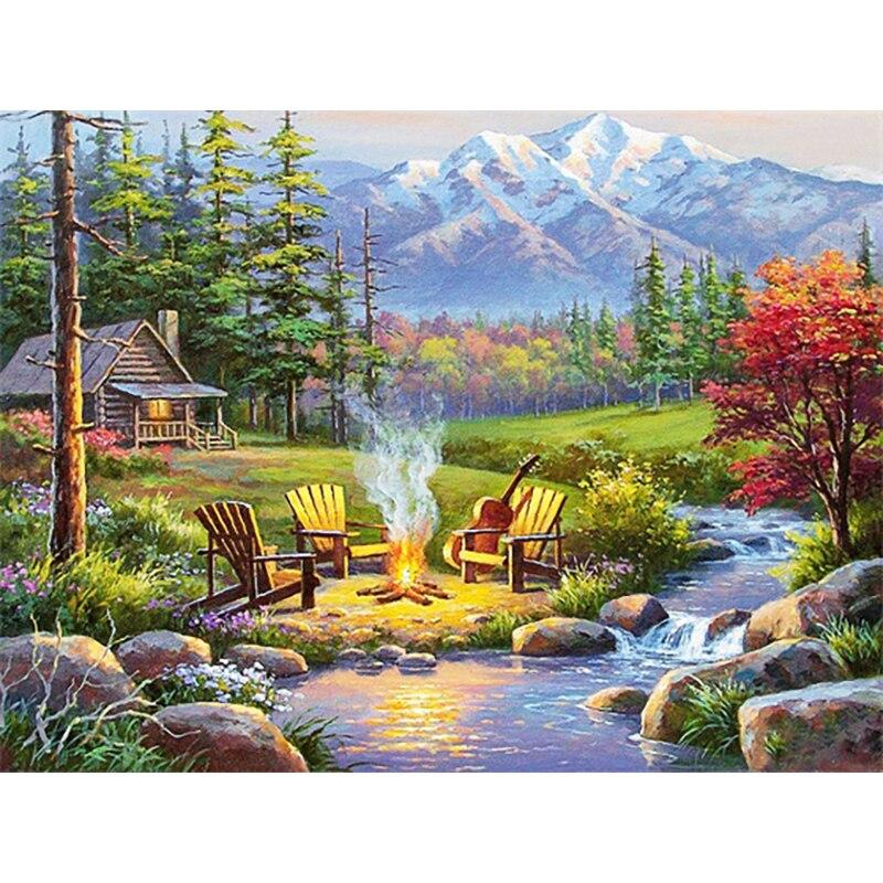 New 5D DIY Diamond Painting Spring Landscape Diamond Embroidery Cross Stitch Full Round Drill Home Decor Manual Art Gift