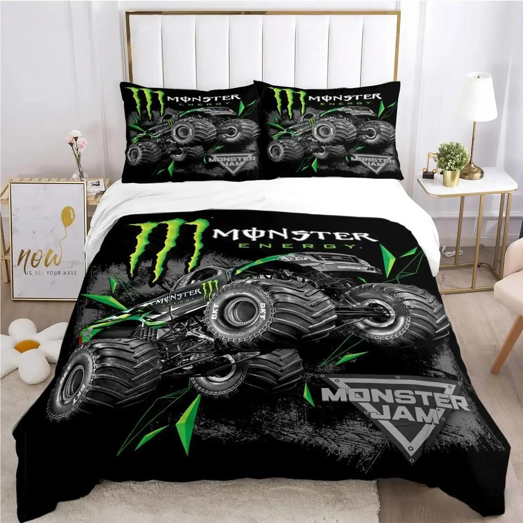 Cartoon Monster Truck All Season Duvet Cover Comforter Bedding Sets Soft Quilt Cover And Pillowcases Singledoublequeenking