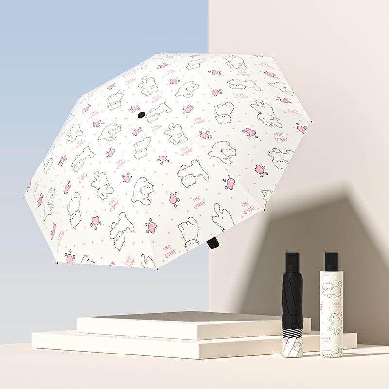Manual folding KT cat cartoon umbrella female weather and rain parasol sun protection UV protection sun umbrella UPF11 +