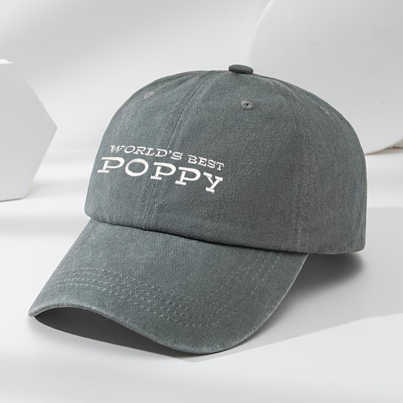 Poppy Letters Three-dimensional Embroidered Baseball Cap Classic Washed Old Retro Peaked Cap Soft Top Adjustable