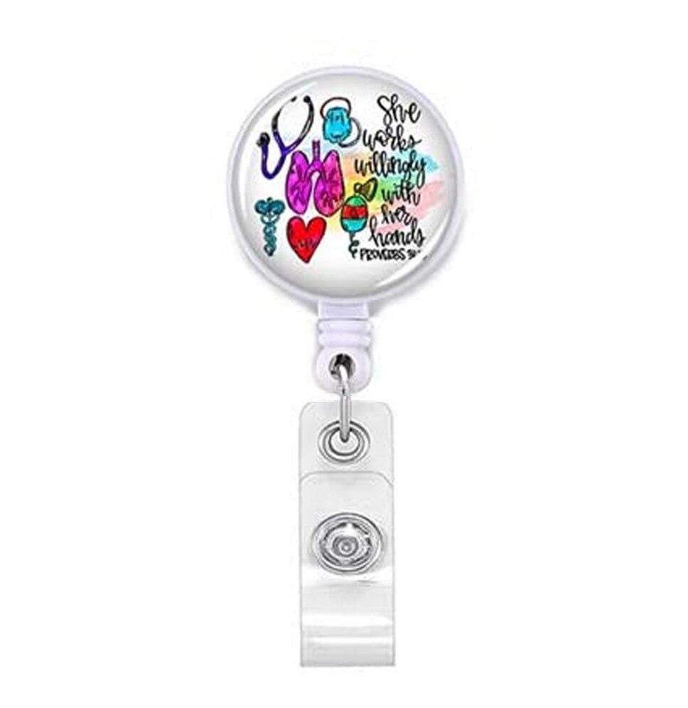 Uttrekkbar ID Navneskilt Spole for leger Sykepleiere Arbeidskortholder Tilbehør Medisinske arbeidere Pass Personal Ansattes kortklips