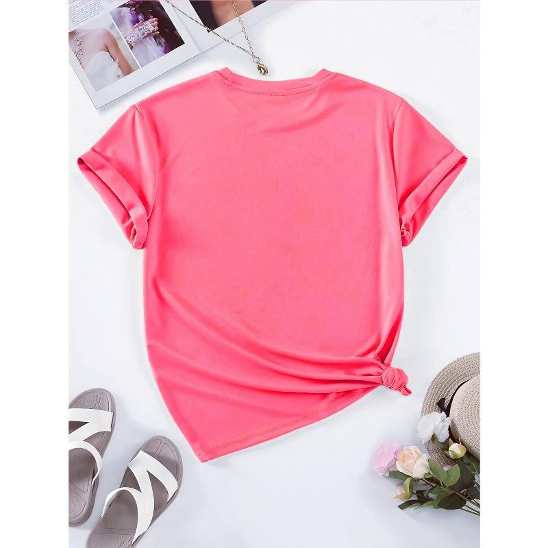 Women'S Casual Short-Sleeve Round-Neck T-Shirt Featuring A Cute Dolphin and Flower Print - A Perfect Choice for Spring and Summer
