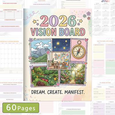 1BOOK 2026 VISION BOARD WISH LIST Manual, Future Planning Wish Record Book
