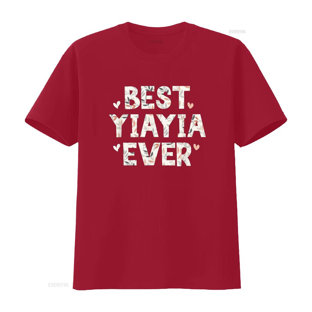 Best YiaYia Ever Floral Family Love Hearts Yia T Shirt Vintage Washed Breathable Stylish Streetwear Stretched Homme Graphic