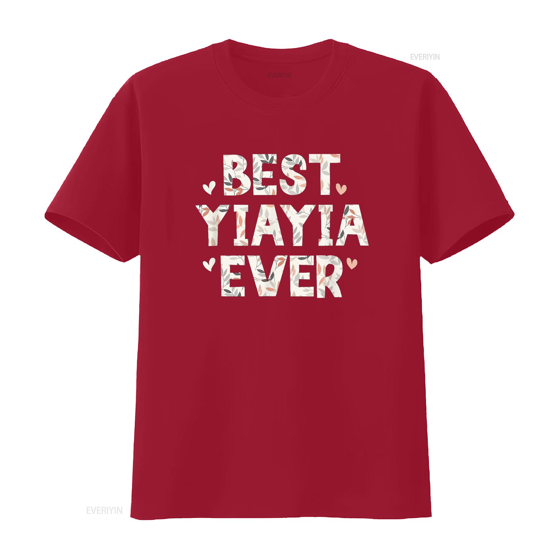 Best YiaYia Ever Floral Family Love Hearts Yia T Shirt vintage Washed Breathable Stylish streetwear Stretched homme graphic S