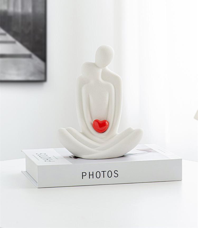 European Style Ceramic Love Figure Sculpture Abstract Sitting Yoga Ornament Living Room Office Human Figurine Home Decoration