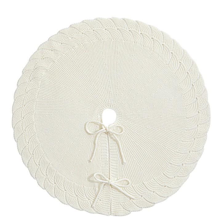 White Cloud Pattern Christmas Tree Skirt - Festive Holiday Decoration