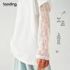 Mädchen-T-Shirt mit langen Ärmeln, Spitzen-Einsätzen und Fake-Zweiteiler-Look