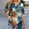 Women's T Shirt Print Button Short Sleeve Daily Weekend Fashion Basic V- Neck Regular Top