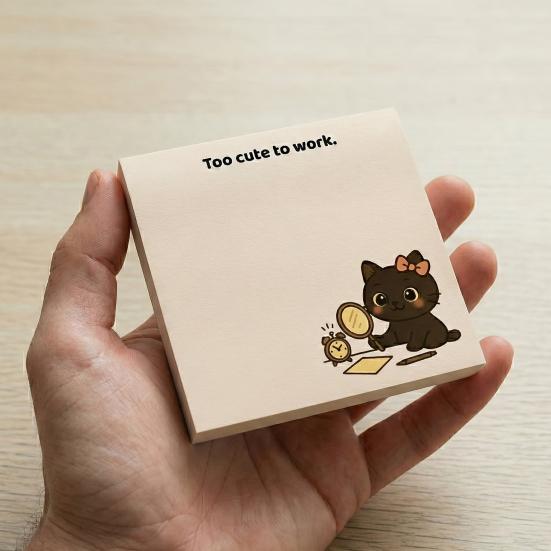 Cartoon Cat Self-Stick Note 50 Sheets/Pad Self-adhesive Note Pad Super Sticking Power Memo Post Stickies Office School Supplies
