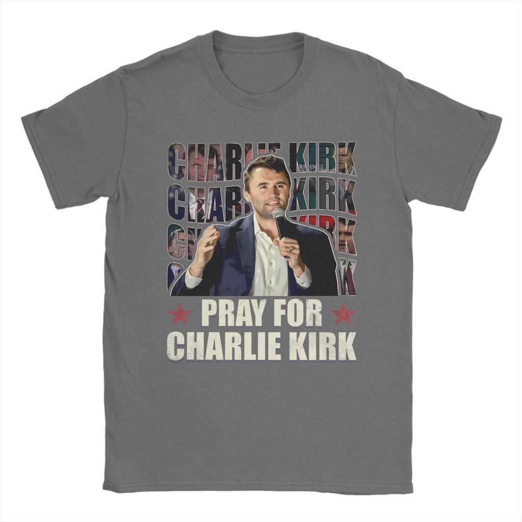 Pray for Charlie Kirk Charlie Kirk 2025 TShirt for Men Novelty Cotton Tees O Neck Short Sleeve T Shirt Birthday Present Clothes