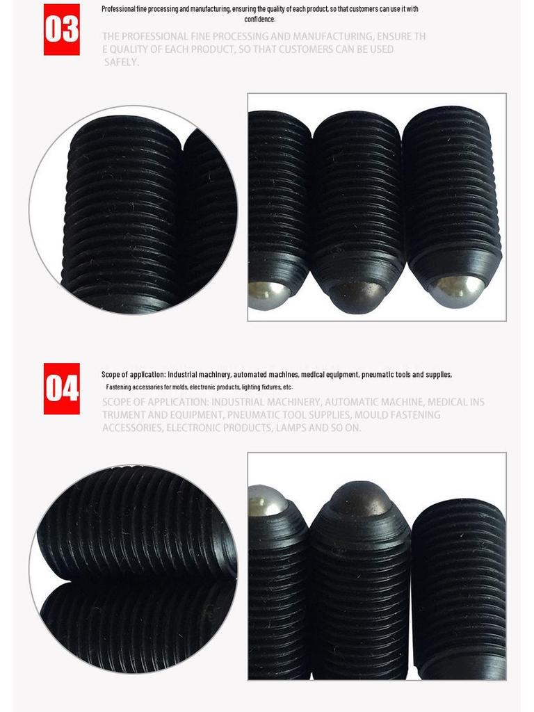 Stainless Steel Threaded Ball Plunger Connectors with Internal Hexagon Ball Bearing Screws