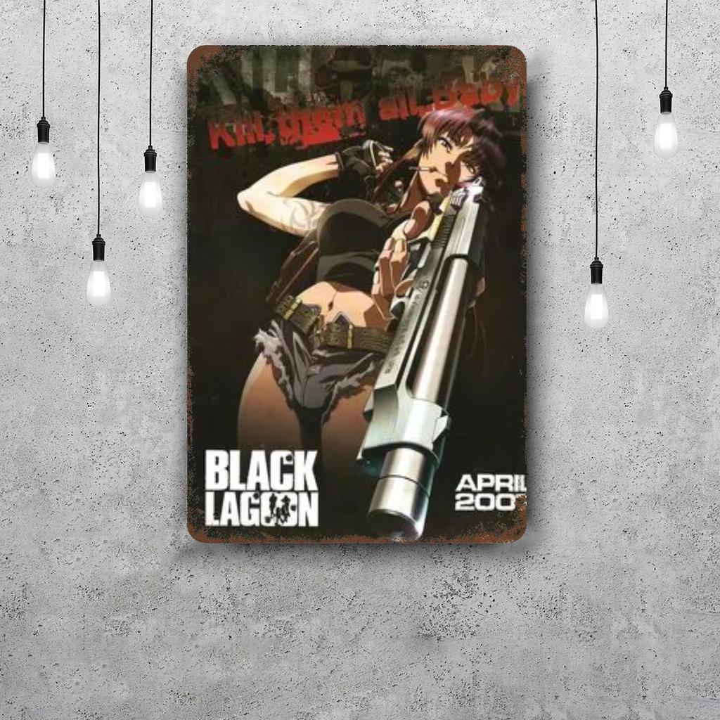 revy black lagoon Funny Bar Metal Sign Retro Plaque Sign Alcohol Drinker Pub Club Man Cave Kitchen Wall Decoration