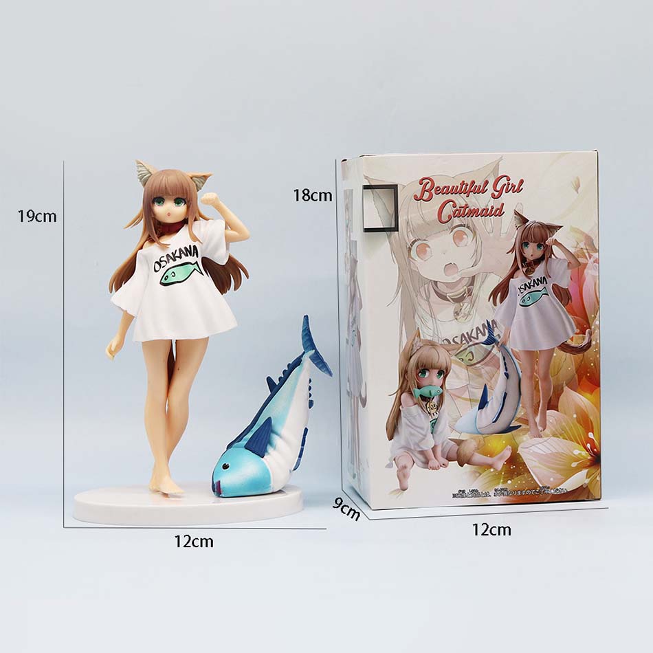 Kawaii Cat Ear Girl Kinako Anime Figure Action Figure Cartoon Girl Model Statue Collection Desktop Decoration Ornament Toys Gift
