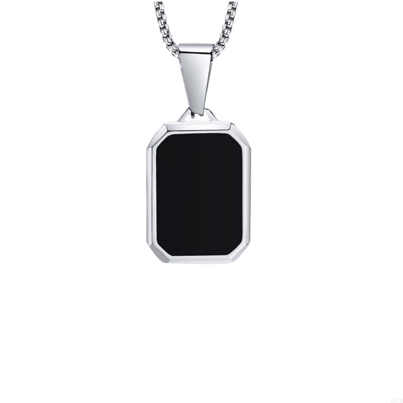 Rectangular Geometric Pendant Necklace Stainless Steel Jewelry Stones Jewelry