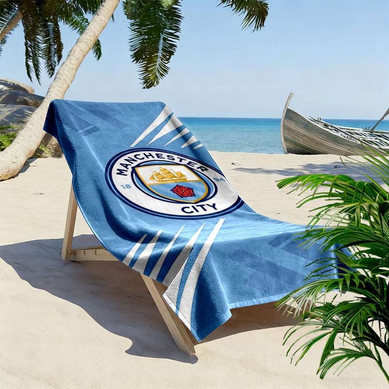 Manchester City Team Print Beach Towel, Large Soft Quick Dry Towel for Beach Camping Swimming