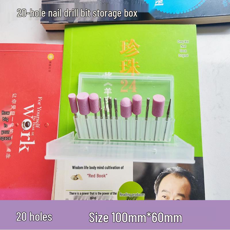 Transparenter PP-Halter mit 20 Fächern für Keramik- und Wolfram-Nagelfräser