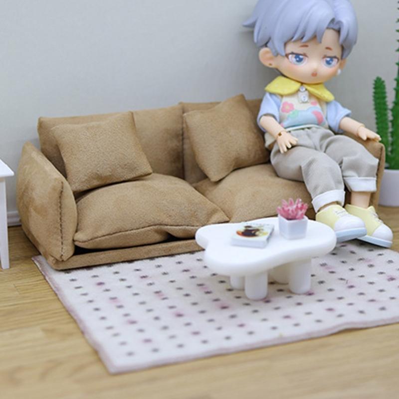 1/12 Scale Couch Model Modern Miniature Sofa Realistic Wooden Dollhouses Furniture For Bedroom Living Room