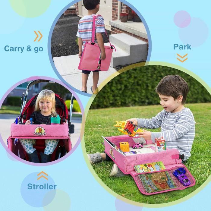 Plateau de Voyage Enfants - lenbest - Rose - 1 Film Transparent - 5 Papiers à Dessin - 6 Crayons de Couleur